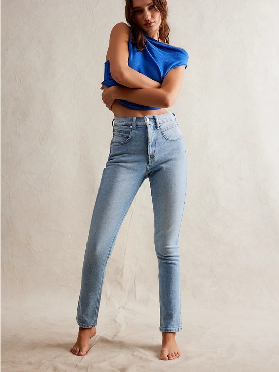 Free People Denim - Free People Leila High-waist Blue Jeans